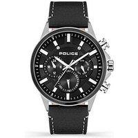 Police Kismet Ss Multi Dial Black Leather Strap Watch