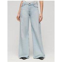 Superdry Raw Hem Wide Leg Flare Jeans - Blue