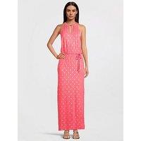 Love & Roses Halter Neck Trim Detail Maxi Dress - Pink