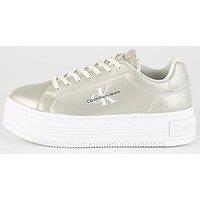 Calvin Klein Jeans Bold Platform Leather Trainer - White/Silver