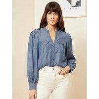 Love & Roses Utility Shirt-Blue