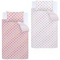 Catherine Lansfield Hearts And Stripes Duvet Cover Set Twin Pack - Pink