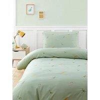 Catherine Lansfield Embroidered Dinosaur Duvet Cover Set - Green