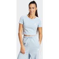 Adidas Sportswear Womens 3 Stripe Baby T-Shirt - Blue