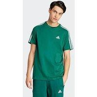 Adidas Sportswear Mens Essentials 3 Stripe Short Sleeve T-Shirt - Green
