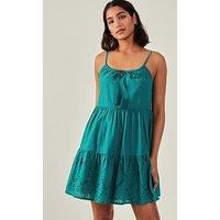 Accessorize Tiered Broderie Beach Dress - Green