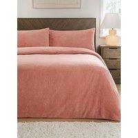 Everyday Teddy Fleece Duvet Cover Set In Pink