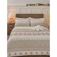 Very Home Natural Fairisle Fleece Christmas Duvet Cover Set