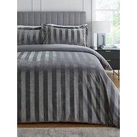 Very Home Luxe Velvet Stripe Duvet Cover Set - Silver