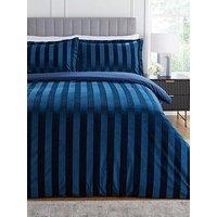 Very Home Luxe Velvet Stripe Duvet Cover Set In Navy