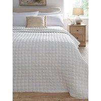 Very Home Washed Quilted Microfibre Bedspread Throw - White