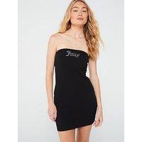 Juicy Couture Bandeau Mini Dress With Diamante Logo - Black