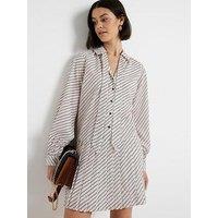 River Island Pleated Dotty Shirt Dress - Cream