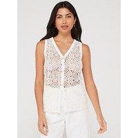 V By Very Crochet Waistcoat - Cream