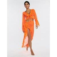 Boux Avenue Ruffle Chiffon Tie Side Skirt - Orange