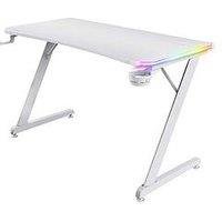 Trust Gxt709W Luminus White Gaming Desk With Adjustable Rgb Led Lighting