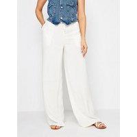 Long Tall Sally Sand Linen Tie Waist Trousers - White