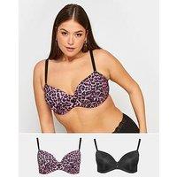 Yours Curve 2 Pk Animal Padded T Shirt Bra
