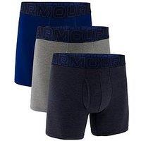 Under Armour 3 Pack Of Men'S 6 Inch Performance Cotton Solid Boxers - Blue/Grey/Navy