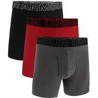 Under Armour 3 Pack Men'S 6 Inch Performance Cotton Solid Boxers - Black/Red/Grey