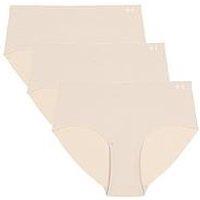 Under Armour Women'S Pure Stretch No Show 3Pk Solid Colour Hipsters-Nude