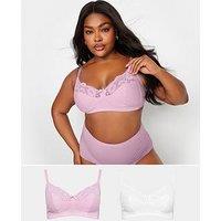 Yours Curve 2Pk Cotton Lace Non Wire Non Pad Bra