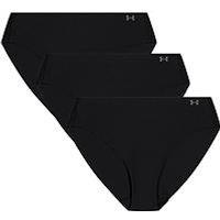Under Armour Women'S Pure Stretch No Show 3Pk Solid Colour Bikini Brief-Black