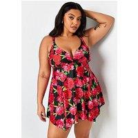 Yours Curve Exotic Floral Hanky Swim Dress