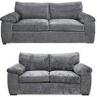 Very Home Salerno Standard 3 + 2 Seater Fabric Sofa Set (Buy & Save!) - Grey - Fsc Certified