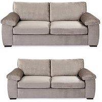 Very Home Salerno Standard 3 + 2 Seater Fabric Sofa Set (Buy & Save!) - Taupe - Fsc Certified