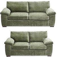 Very Home Salerno Standard Back Fabric 3 + 2 Seater Sofa Set (Buy & Save!) - Olive Green - Fsc Certified