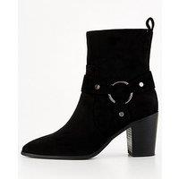 V By Very Western Ankle Boot With Buckles - Black