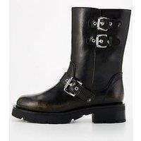 V By Very Biker Calf Boot - Black