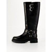 V By Very Knee High Biker Boot - Black
