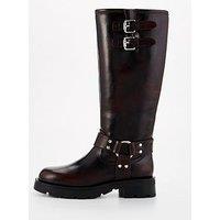 V By Very Knee High Biker Boot - Burgundy