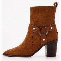 V By Very Western Ankle Boot With Buckles - Tan