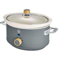 Swan Sf17021Gryn Retro Slow Cooker With 3 Temperature Settings, Keep Warm Function, 3.5L, 200W, Grey