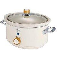 Swan Sf17021Whtn Retro Slow Cooker With 3 Temperature Settings, Keep Warm Function, 3.5L, 200W, White