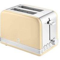Swan St19010Cn Retro 2-Slice Toaster With Defrost/Reheat/Cancel Functions, Cord Storage, 815W, Cream