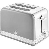 Swan St19010Grn Retro 2-Slice Toaster With Defrost/Reheat/Cancel Functions, Cord Storage, 815W, Grey