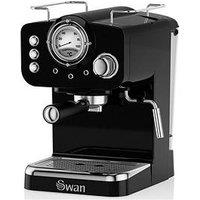Swan Sk22110Bn Nordic Espresso Coffee Machine With Milk Frother, Steam Pressure Control, 1.2L Detachable Water Tank, 1100W, Black