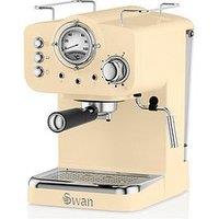 Swan Sk22110Cn Nordic Espresso Coffee Machine With Milk Frother, Steam Pressure Control, 1.2L Detachable Water Tank, 1100W - Cream
