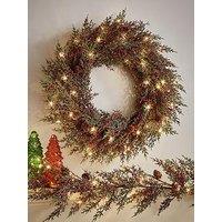 Very Home Brooklyn Red Berry Pre-Lit Christmas Wreath