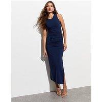 New Look Ruched Sleeveless Midi Dress - Navy