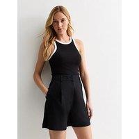 New Look Black Linen Blend Tailored Shorts