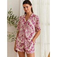 B By Ted Baker B By Baker Geo Floral Button Through Short Pj Set - Purple