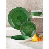 Waterside Forest Green Spin Wash 16-Piece Dinner Set