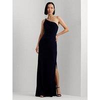 Lauren By Ralph Lauren Belina One Shoulder Evening Dress - Navy