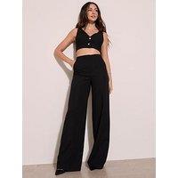 Michelle Keegan Premium 3 Piece Set Wide Leg Trousers - Black