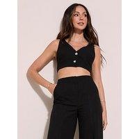 Michelle Keegan Premium 3 Piece Set Crop Top - Black